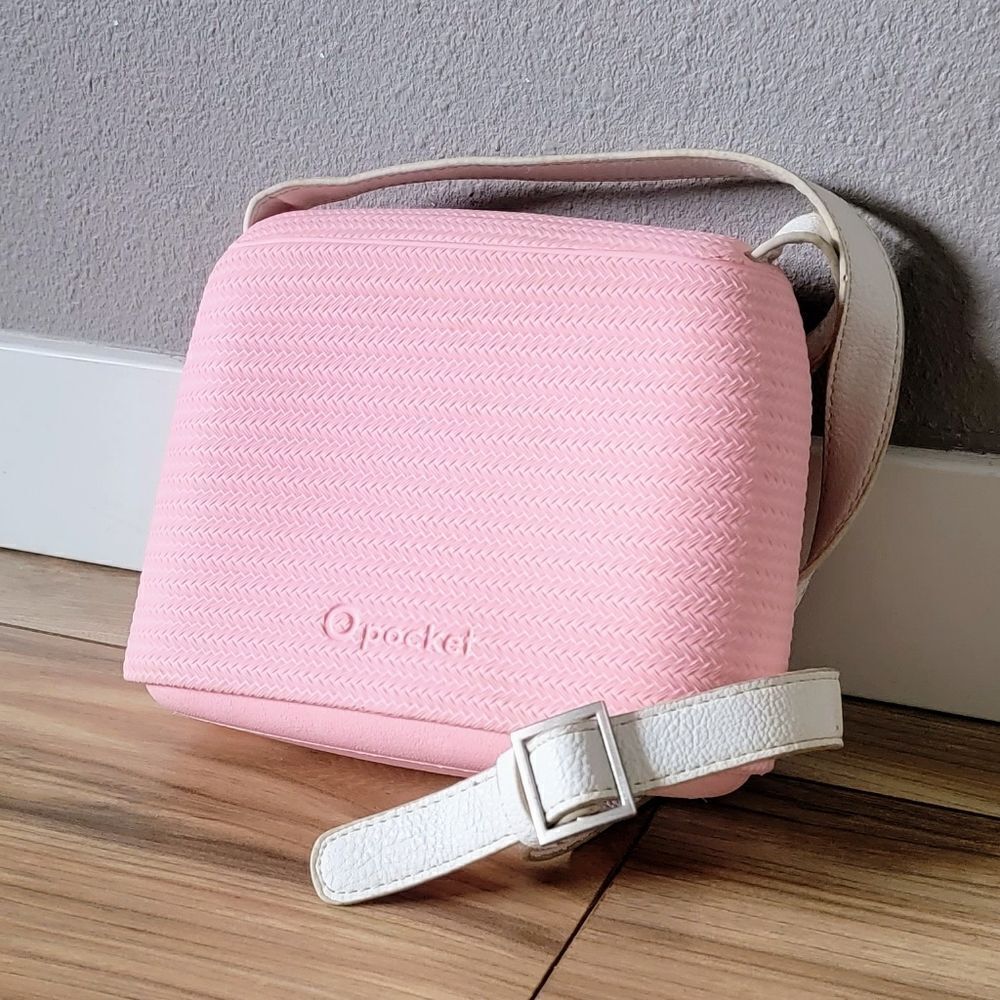 E. Magenta Italy Fullspot O Pocket O Bag Crossbody Silicone Woven Bag Candy Pink